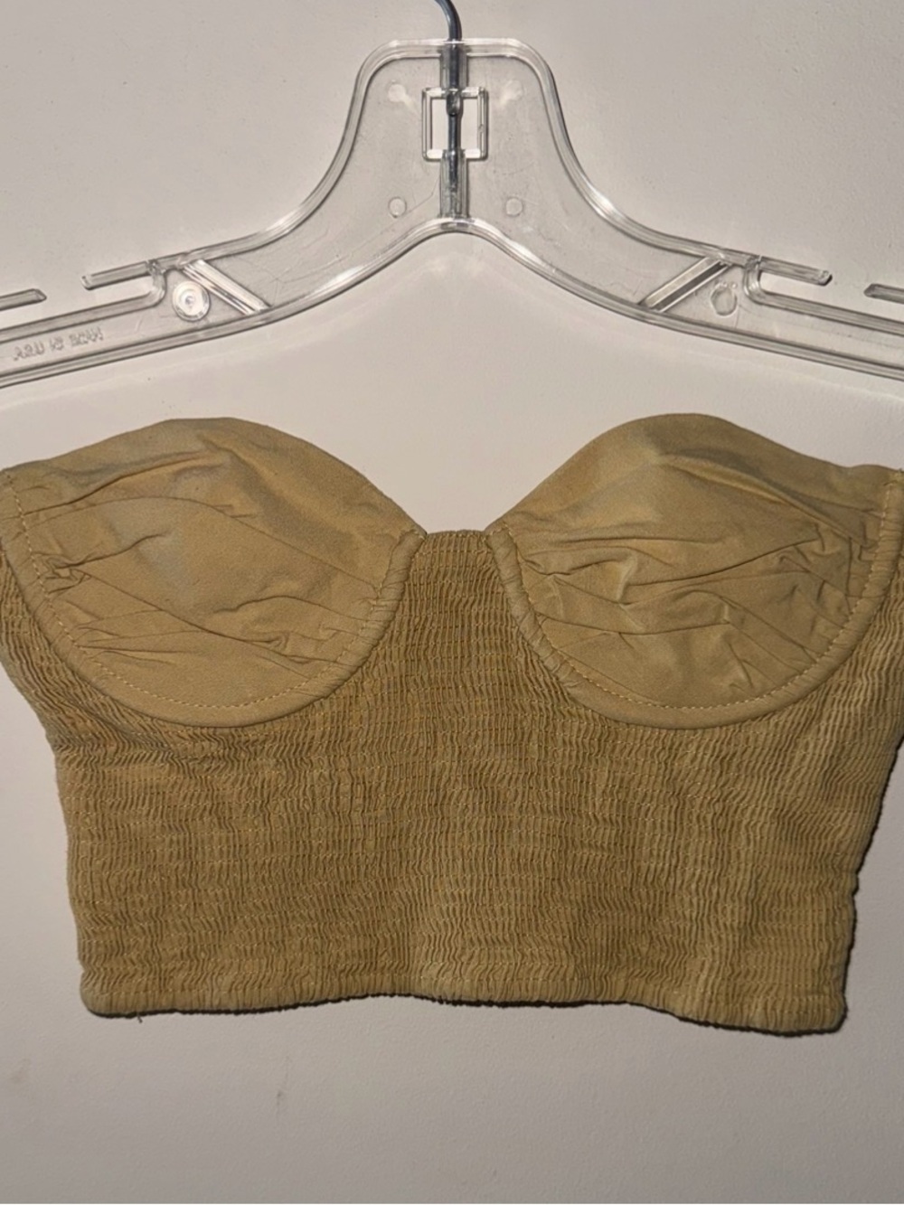 Zara Tan Ribbed Cropped Cami
